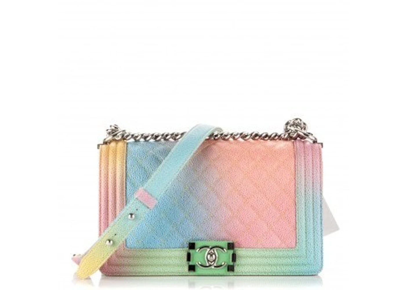Chanel Boy Flap Cuba Quilted Medium Rainbow