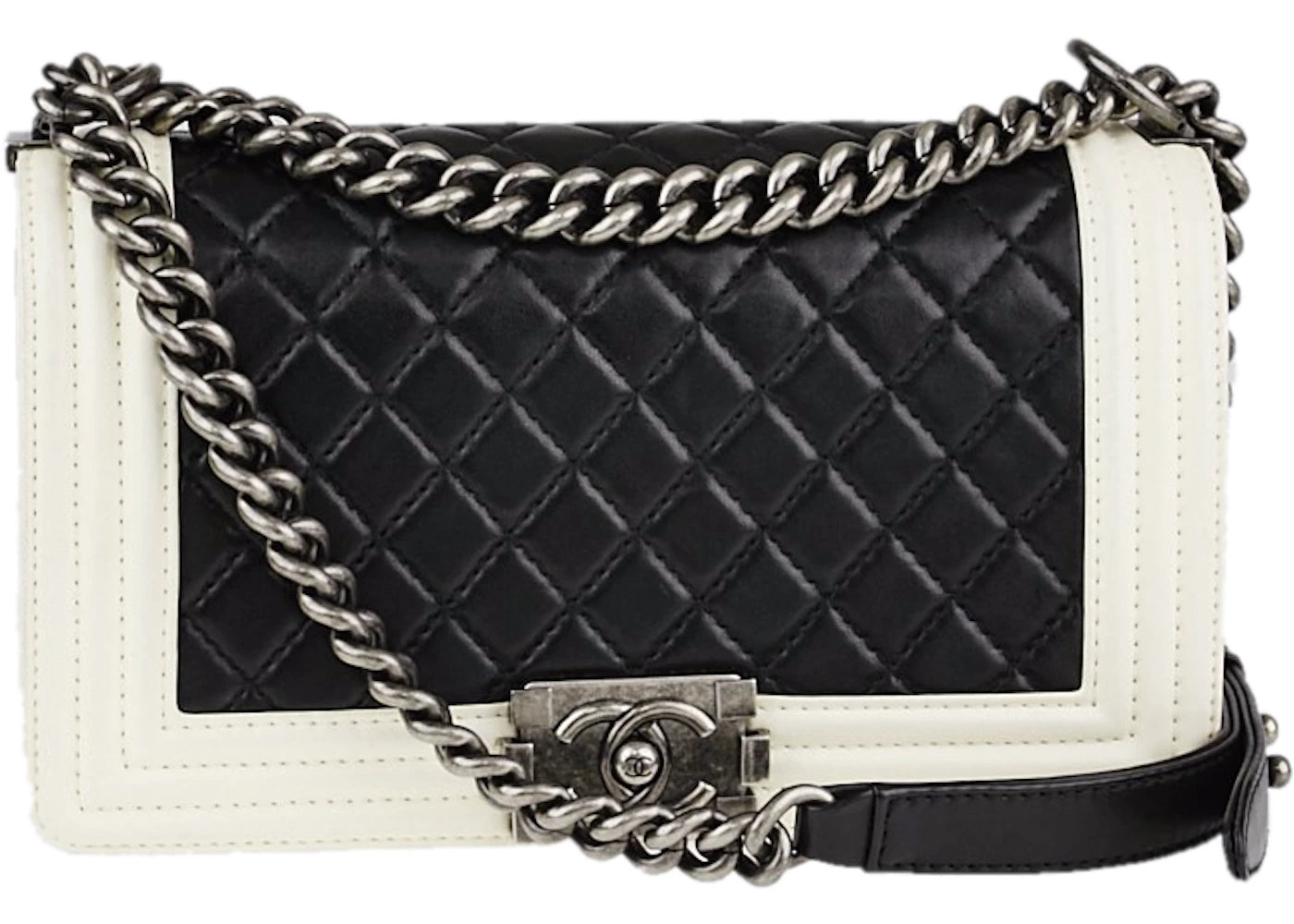 Chanel Boy Flap Quilted Medium Black/White