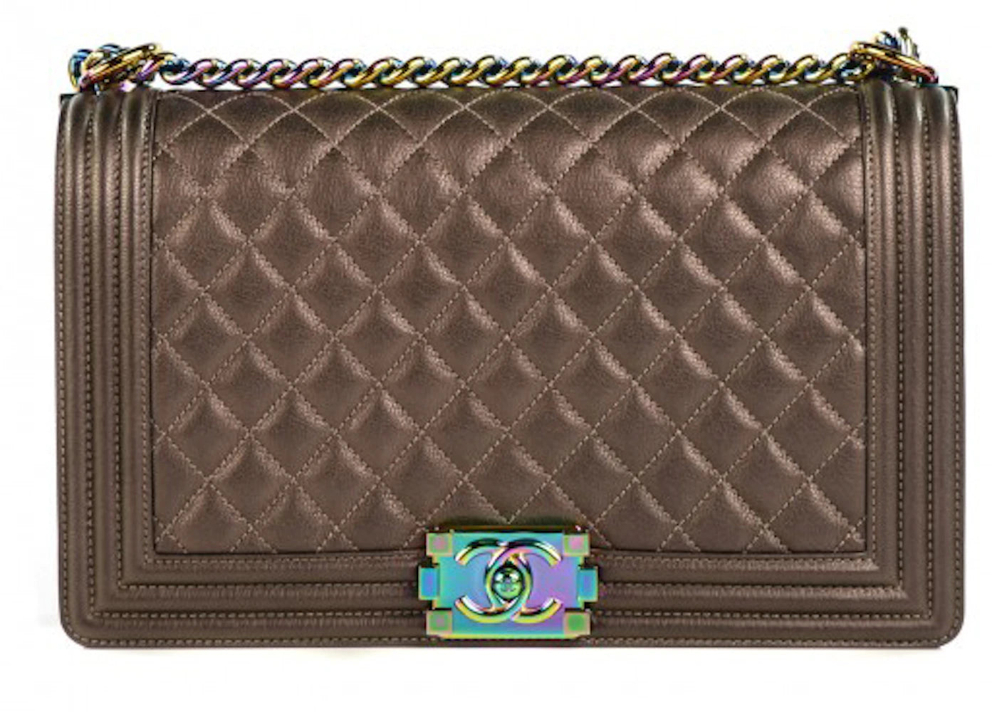 Chanel Boy Flap Quilted New Medium Bronze