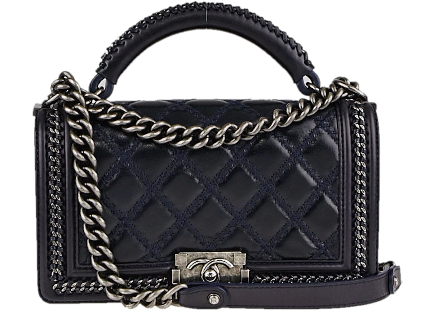 Chanel Boy Flap Paris-Salzburg Quilted Medium Navy Blue