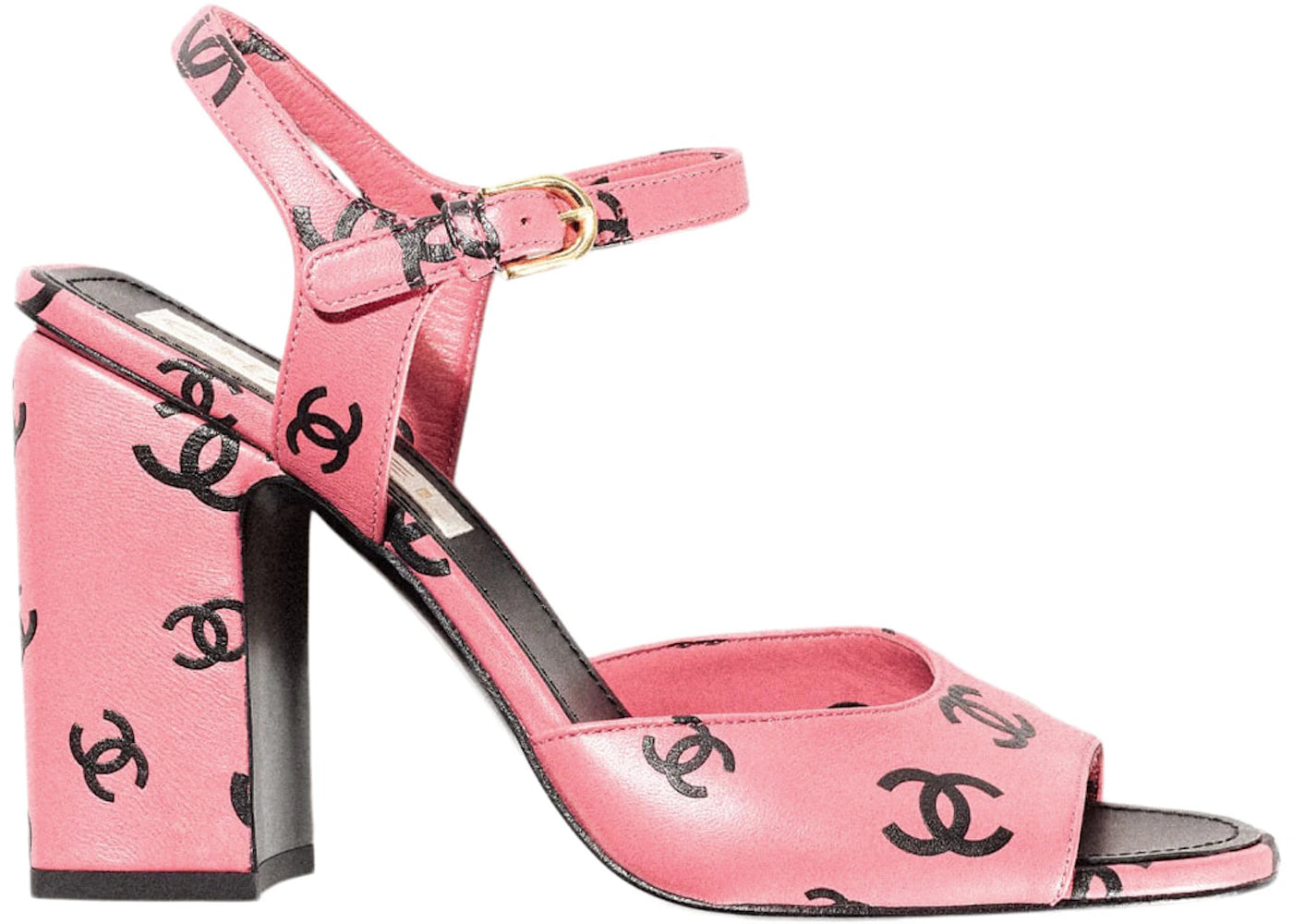 Chanel CC 100mm Heeled Sandal Pink Leather