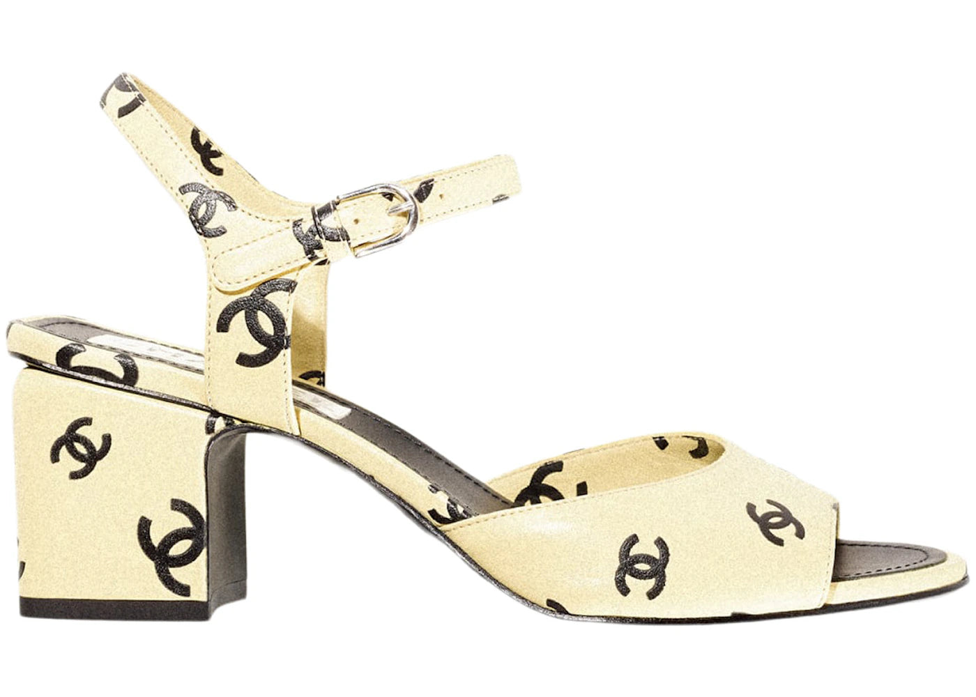 Chanel CC 65mm Heeled Sandal Yellow Leather