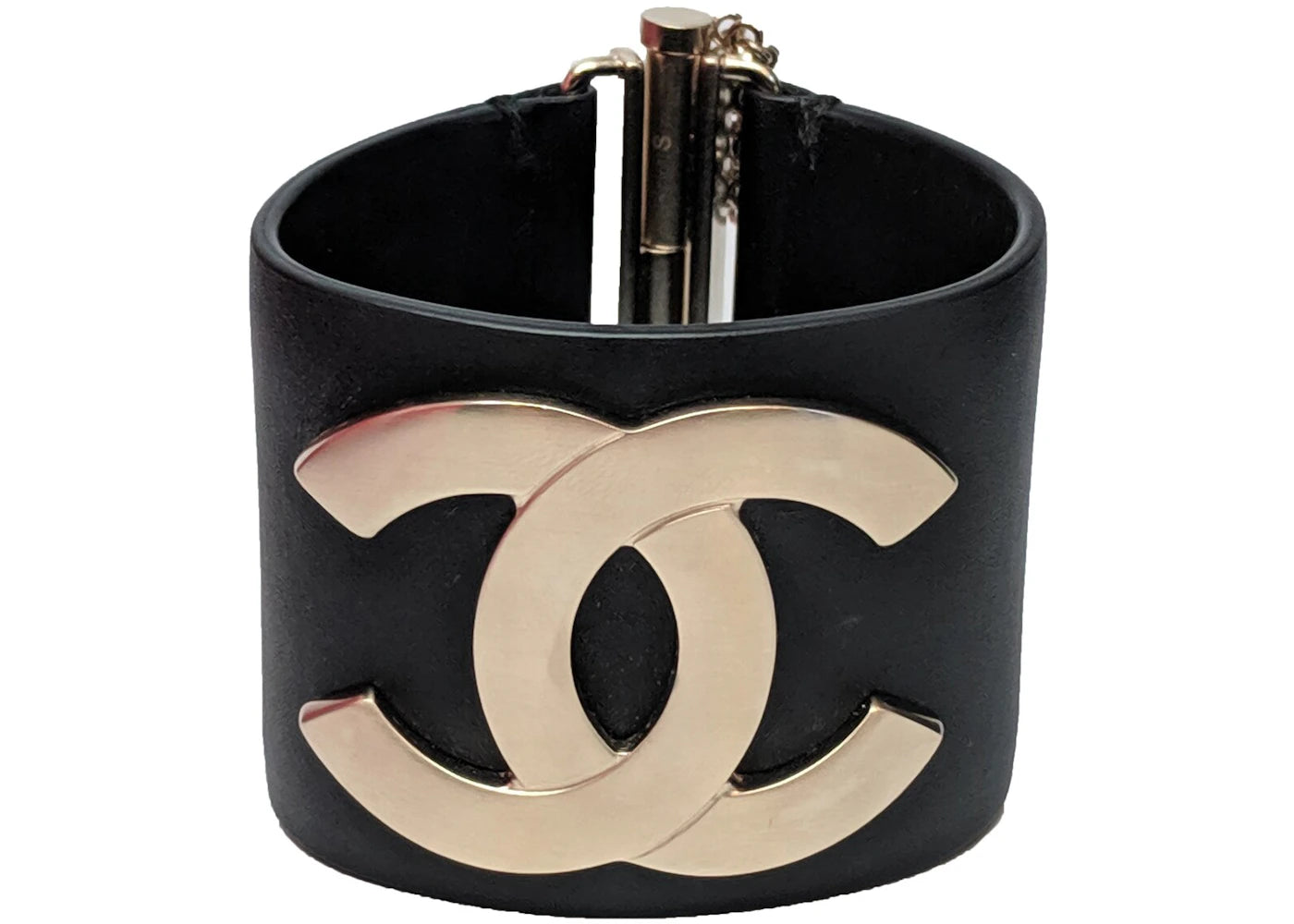 Chanel CC Cuff Bracelet Leather Black