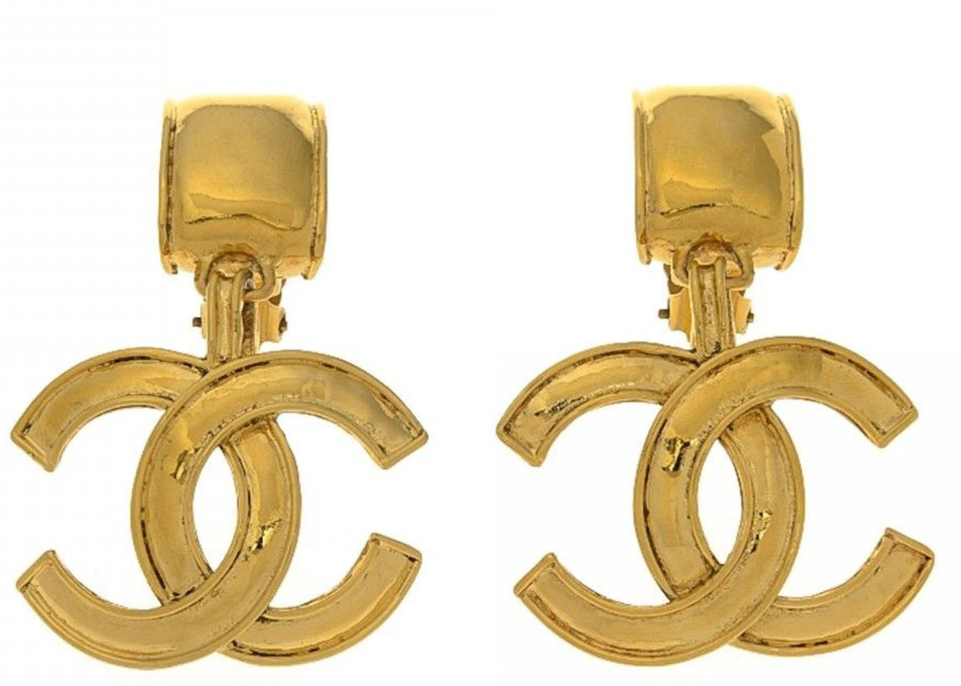 Chanel CC Drop Clip On Earrings Gold-tone