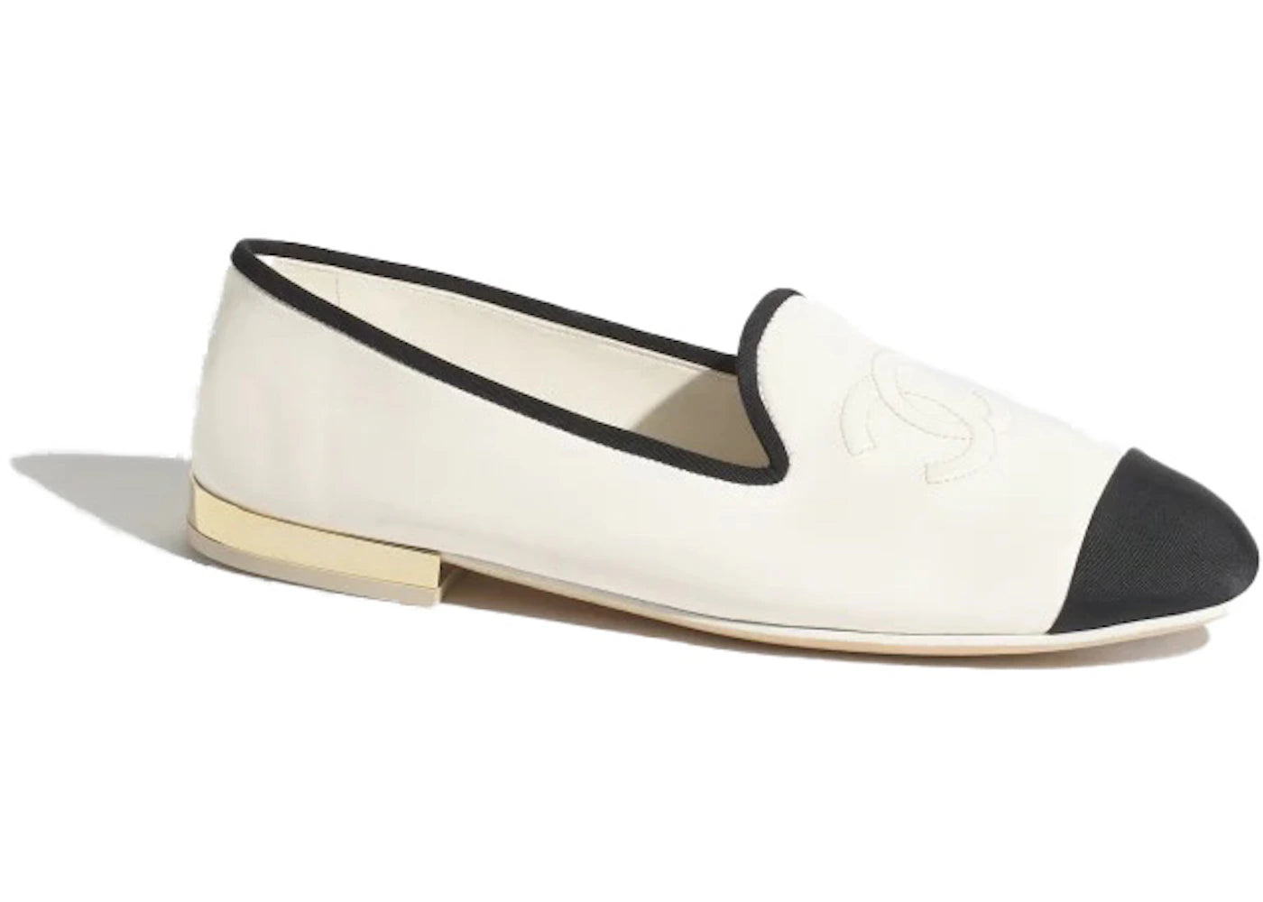 Chanel CC Loafers White Black Lambskin