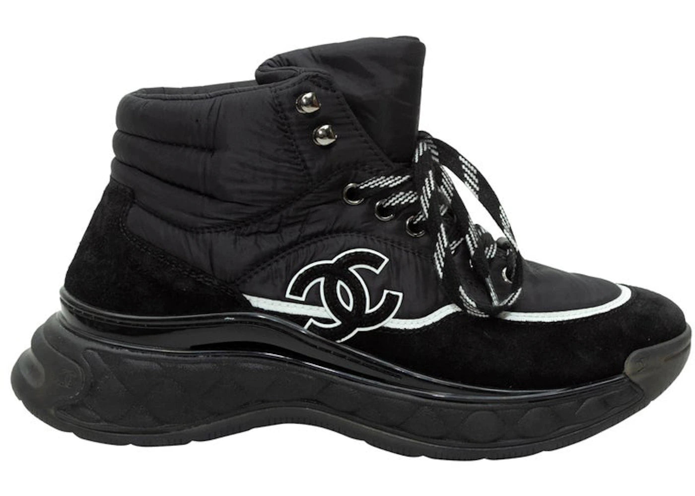 Chanel CC Logo High Top Trainer Black