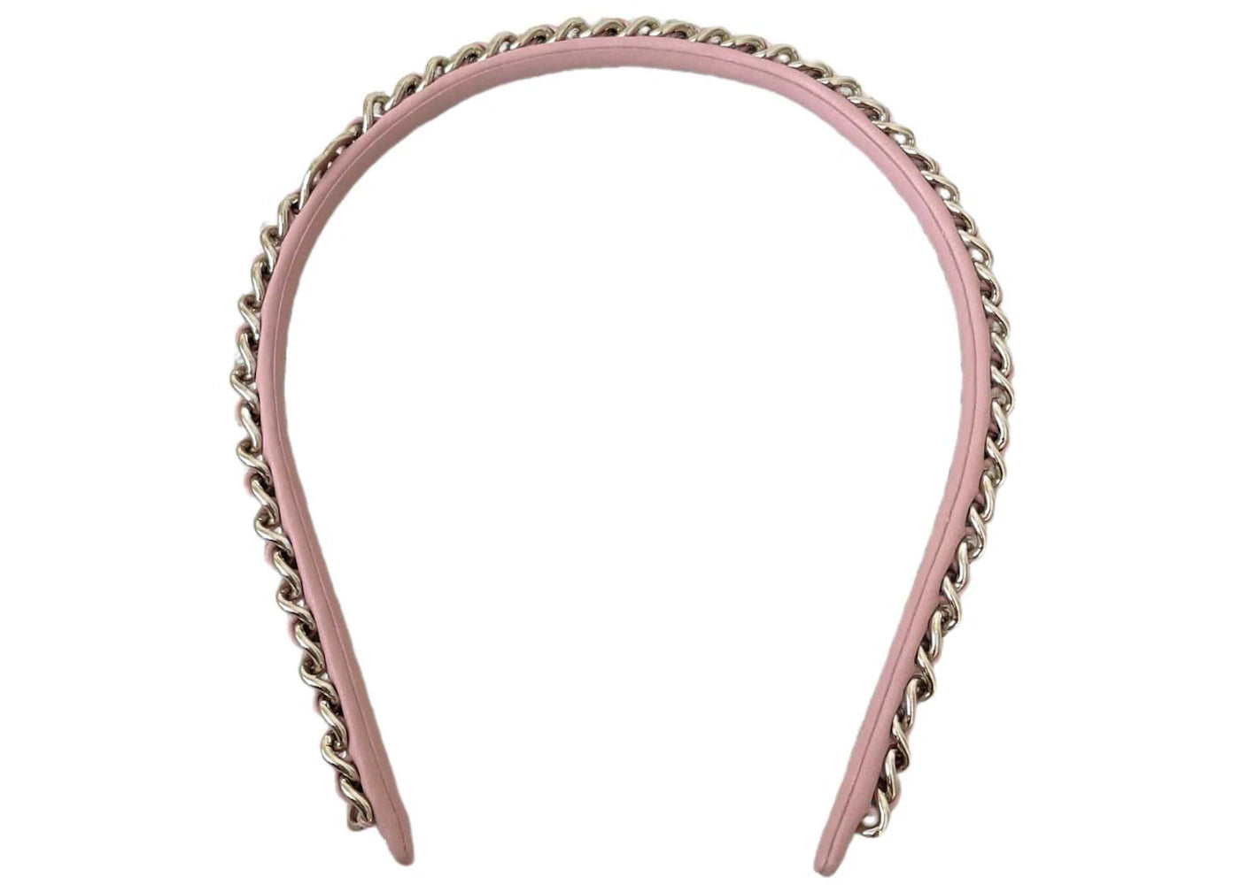 Chanel CC Logo Leather Chain Headband Pink