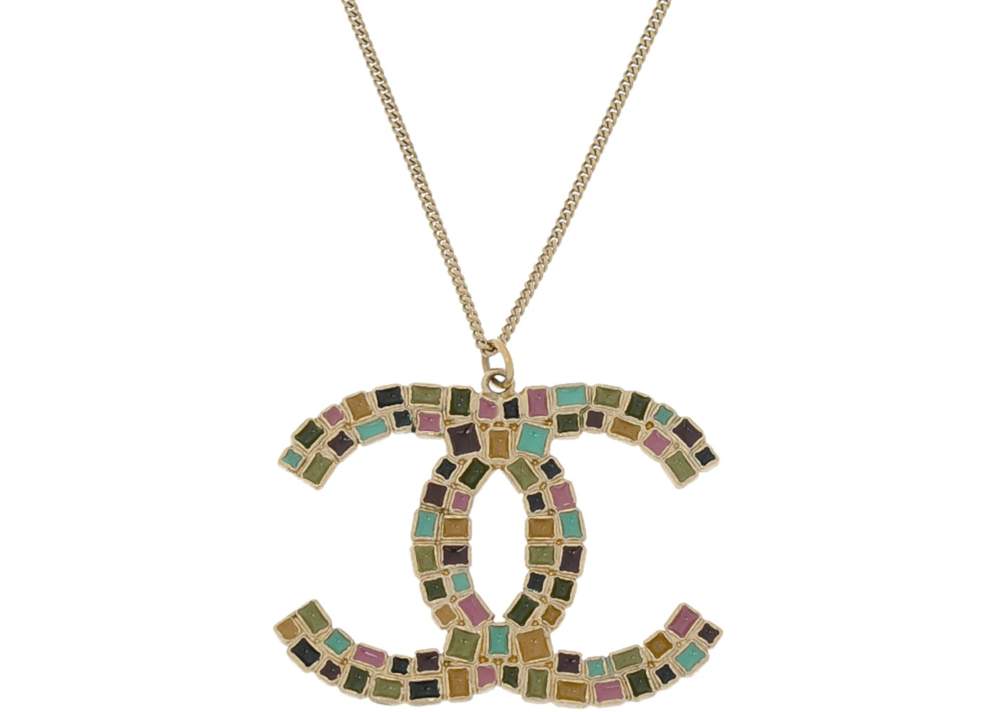 Chanel CC Logo Pendant Necklace Multicolor