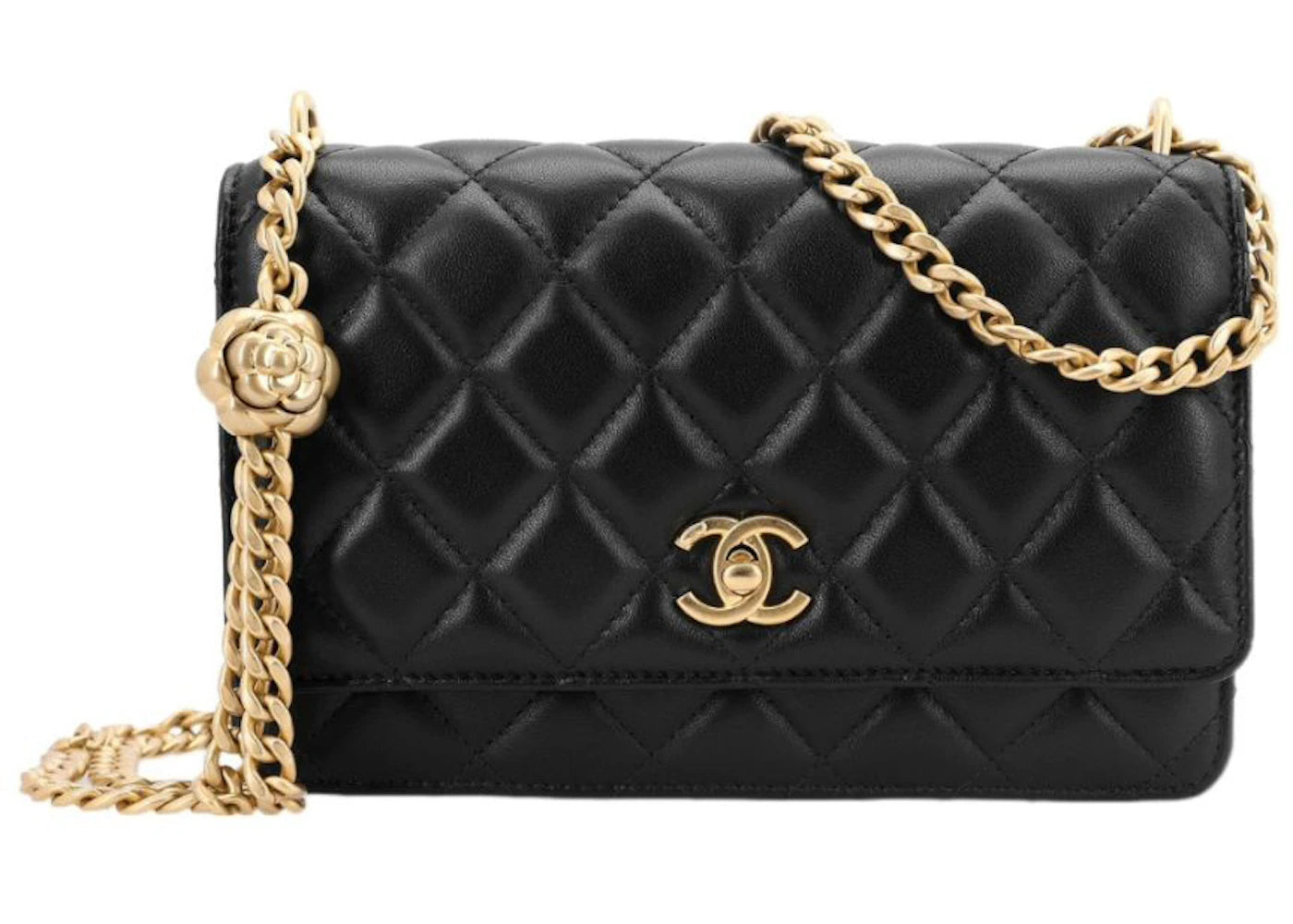 Chanel Camellia Adjusting Buckle Chain with Gold CC Logo WOC Black (AP3297-B10702-94305)
