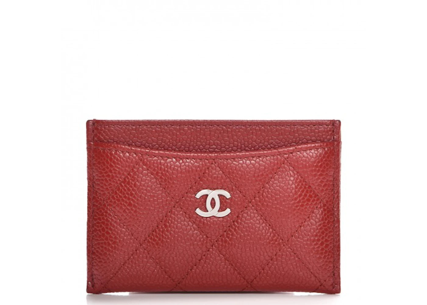 Chanel Card Holder Quilted Diamond Red