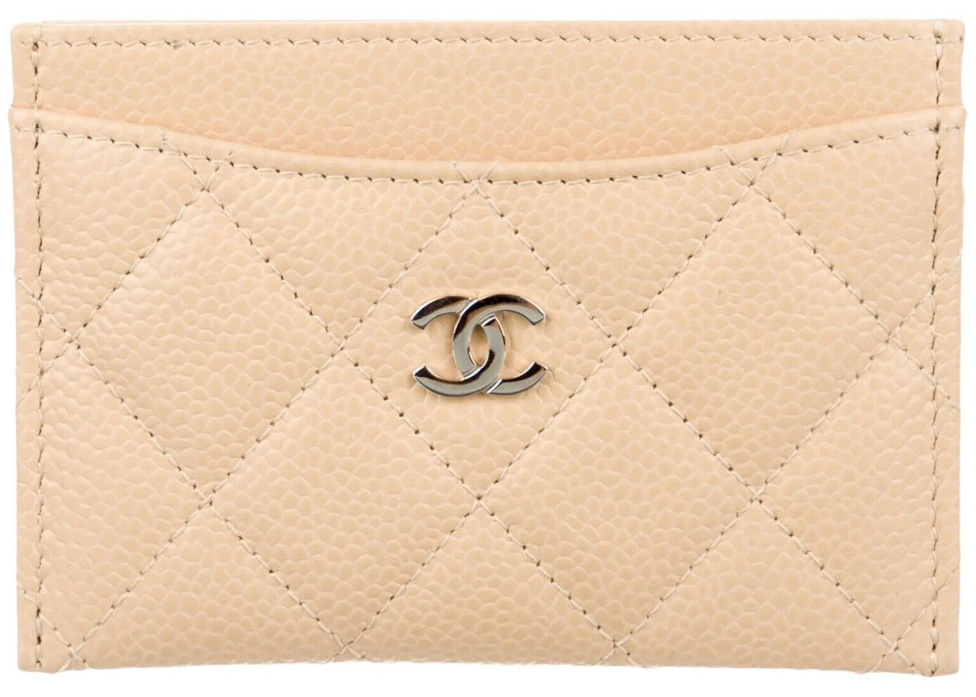 Chanel Classic Card Case Holder Beige/Silver