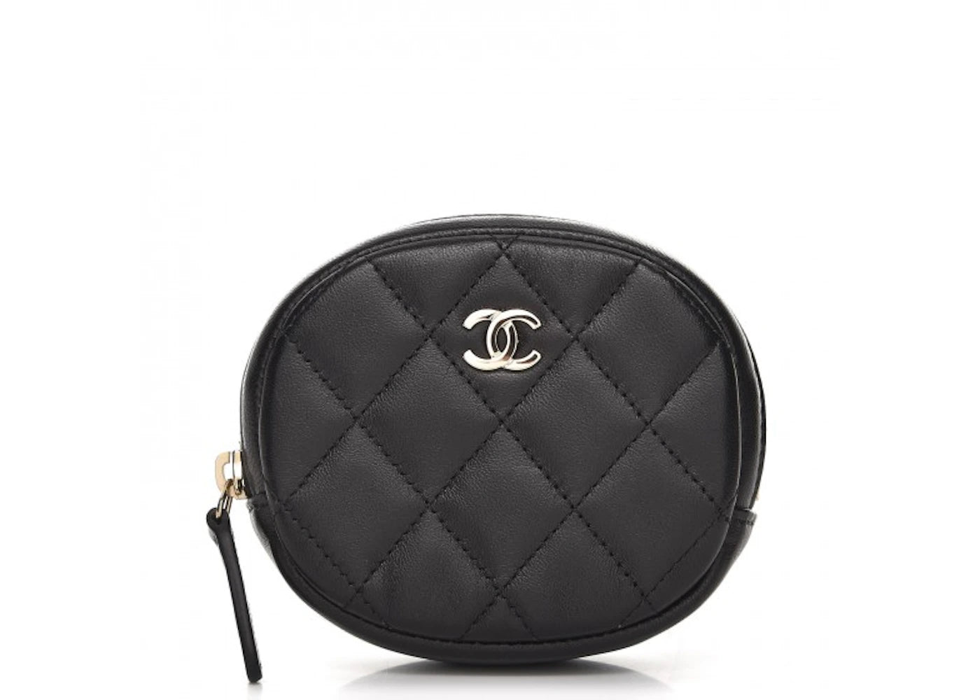 Chanel Zip Around Classic Coin Purse Quilted Diamond Black