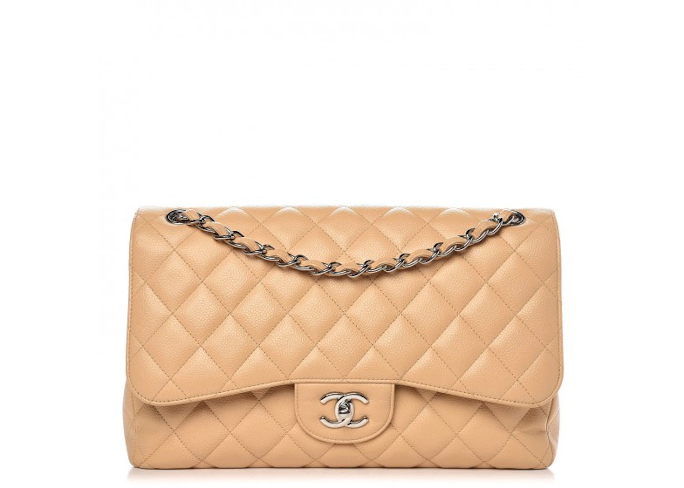 Chanel Classic Double Flap Quilted Jumbo Beige Clair