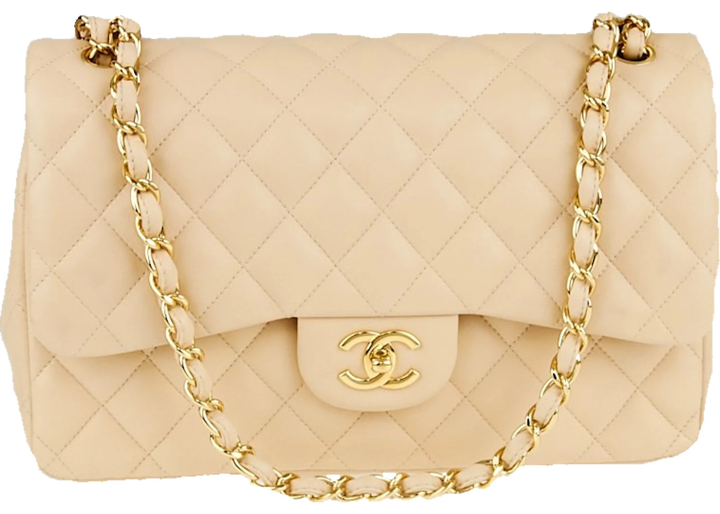 Chanel Classic Double Flap Quilted Jumbo Beige Clair