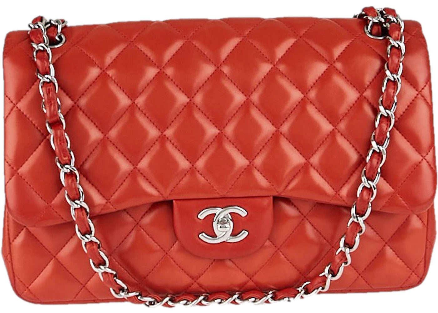 Chanel Classic Double Flap Quilted Jumbo Calfskin Red