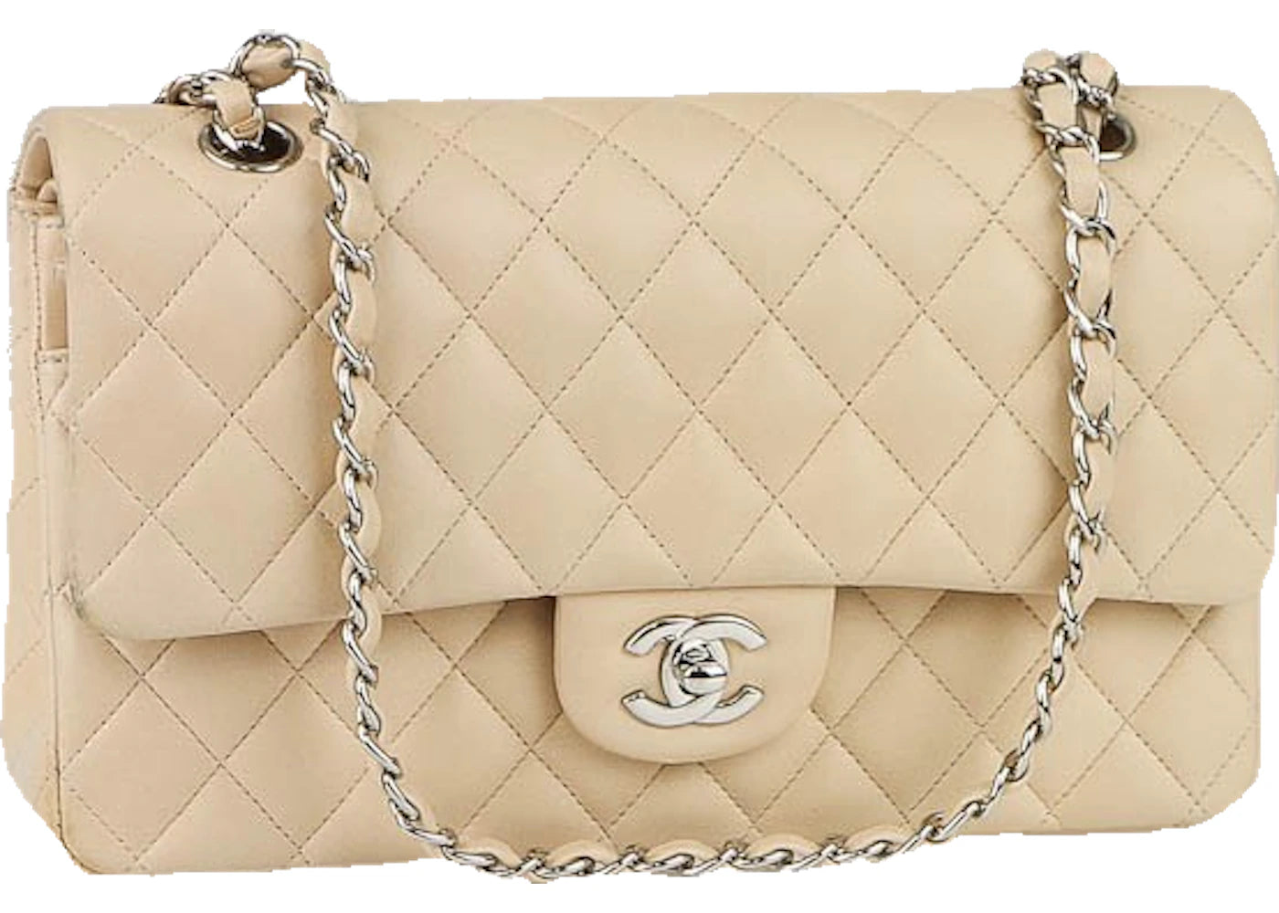 Chanel Classic Double Flap Quilted Medium Beige Clair