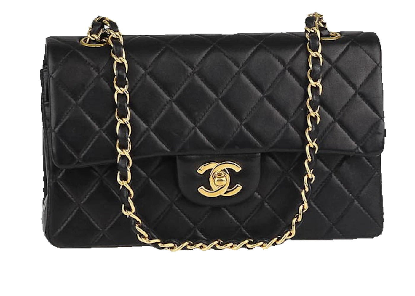 Chanel Classic Double Flap Quilted Lambskin Gold-tone Small Black