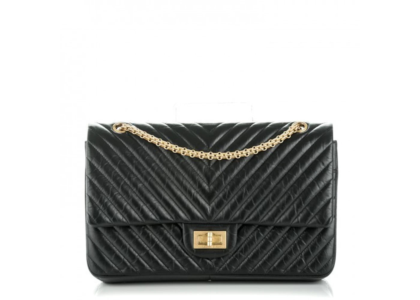 Chanel Reissue 2.55 Classic Double Flap Chevron Quilted Aged 227 Black