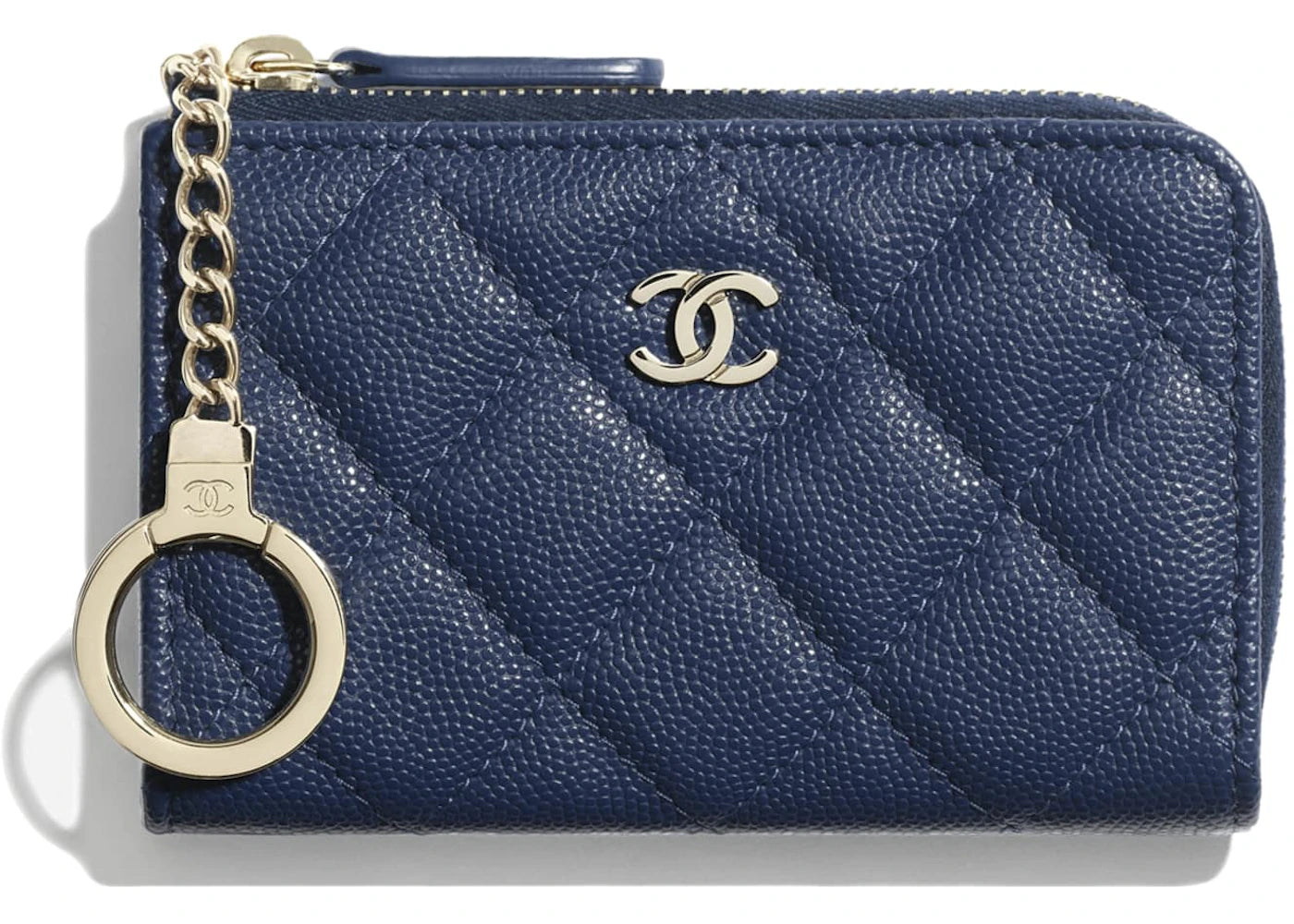 Chanel Classic Key Holder Grained Calfskin Gold-tone Navy Blue