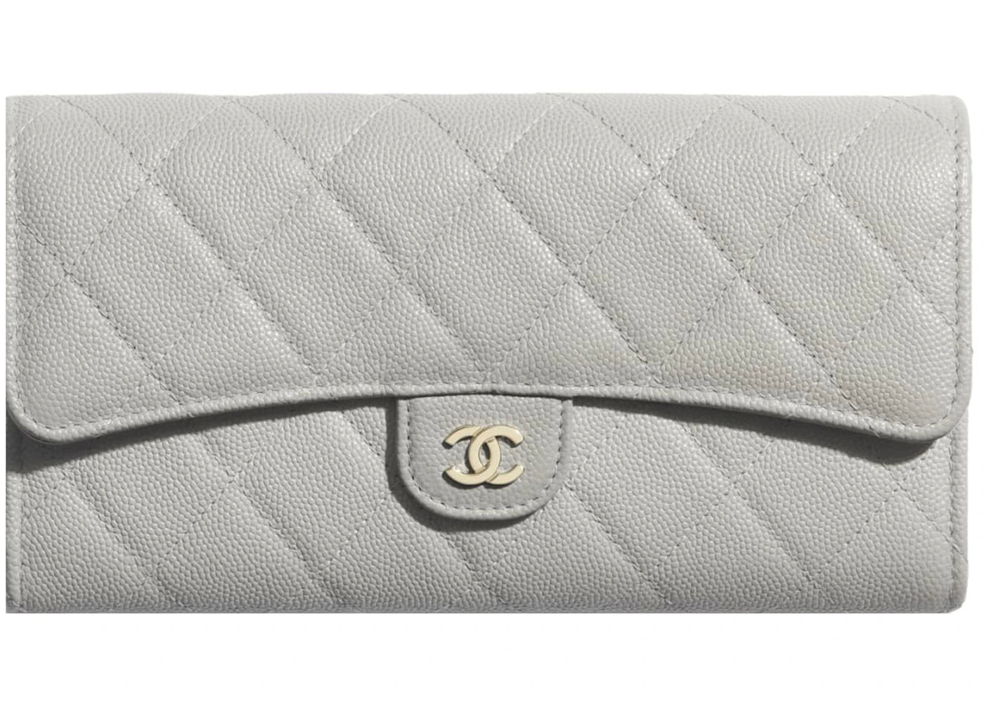 Chanel Classic Long Flap Wallet Grey