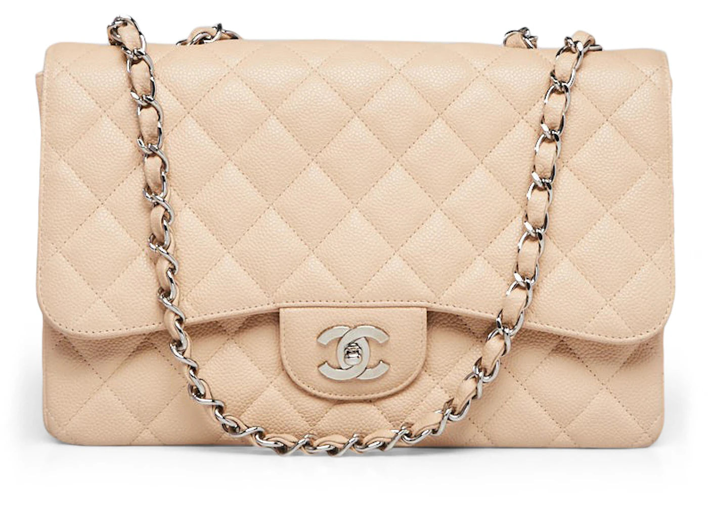 Chanel Classic Single Flap Quilted Jumbo Beige Clair