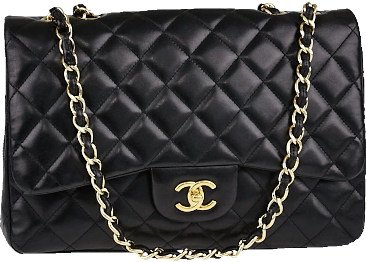 Chanel Classic Single Flap Quilted Jumbo Gold-tone Black