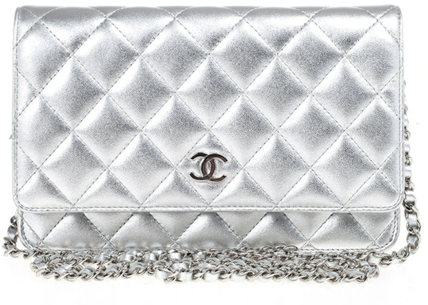 Chanel Classic Wallet On Chain Quilted Silver
