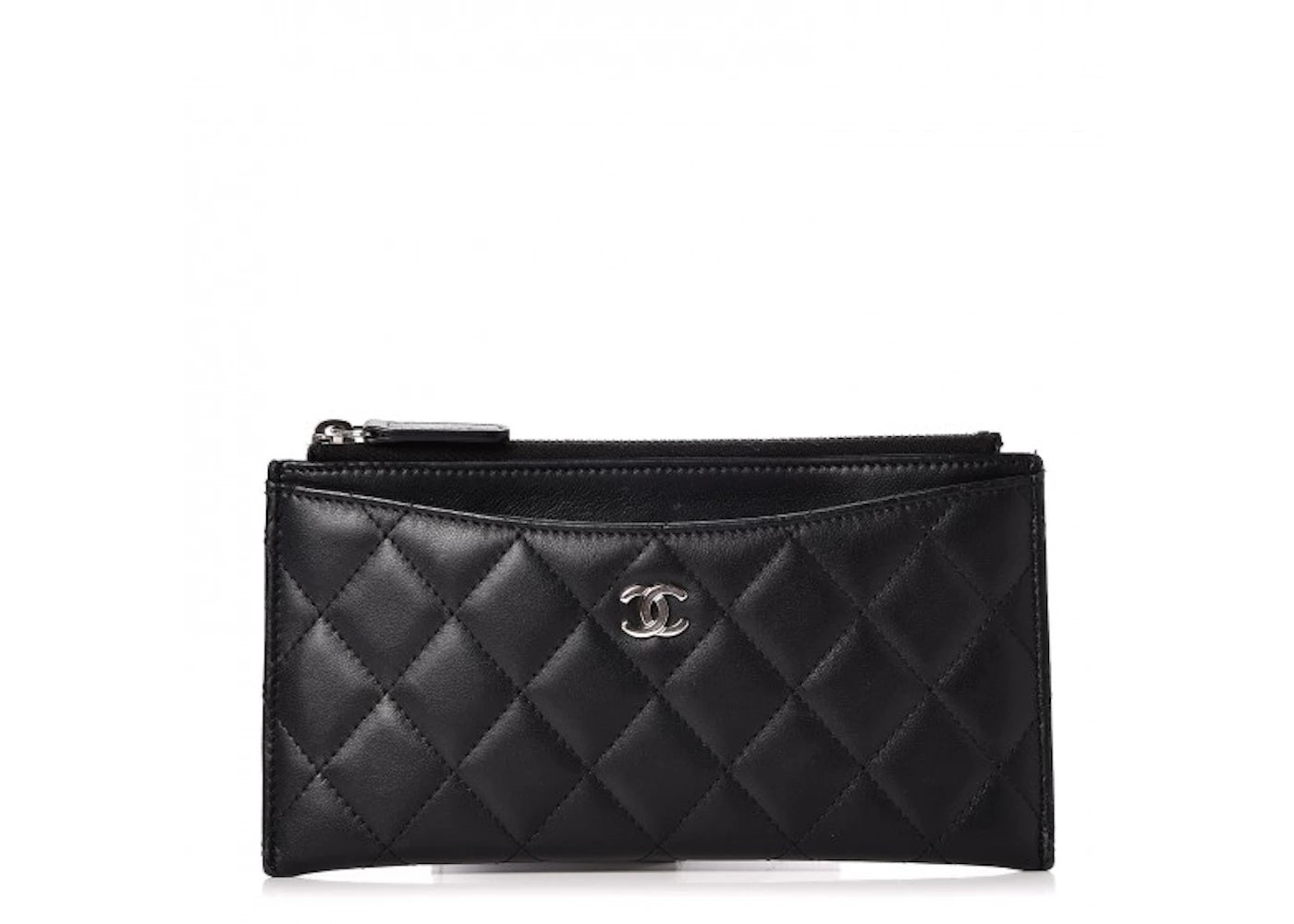 Chanel Classic Zip Pouch Quilted Diamond Black