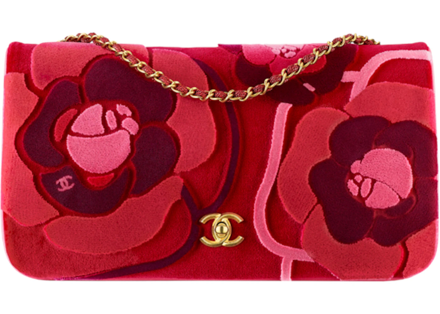 Chanel Flap Bag Camelia Embroidered Red/Pink