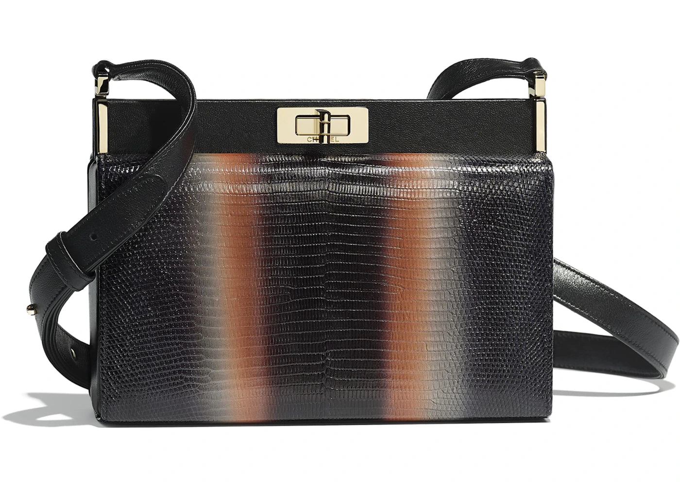 Chanel Clutch Lizard Black/Orange