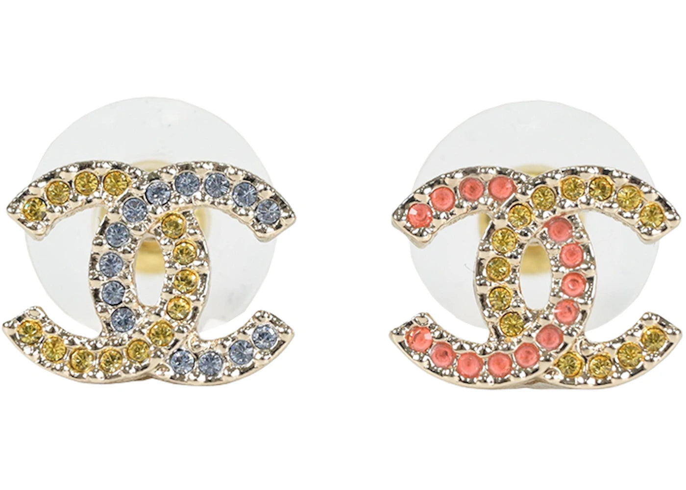 Chanel Colorful Rhinestone CC Earrings Multi