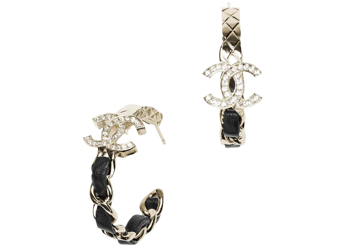Chanel Creoles Earrings Gold/Black/Crystal (ABB971 B14689 NS659)