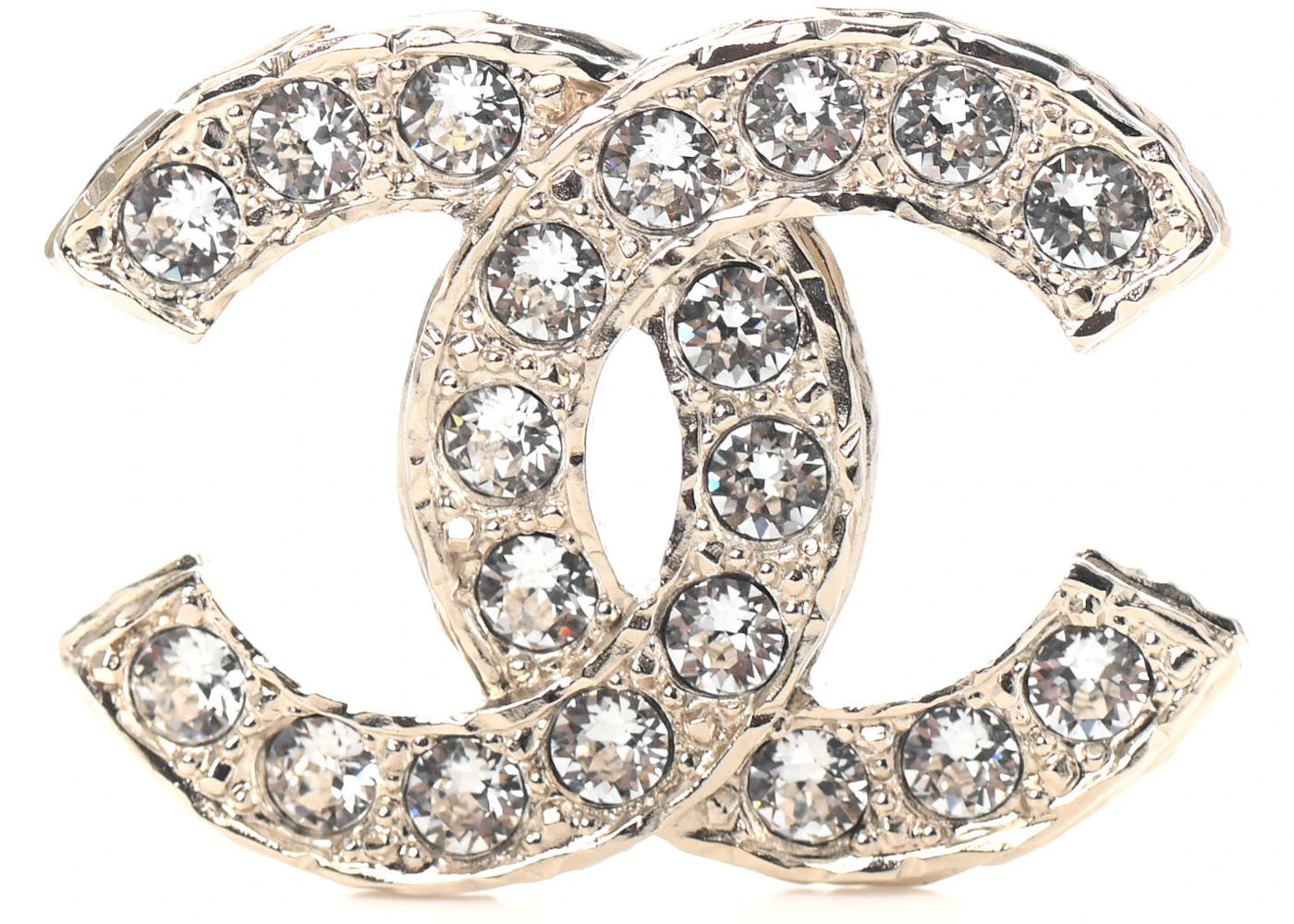 Chanel Crystal CC Brooch Light Gold