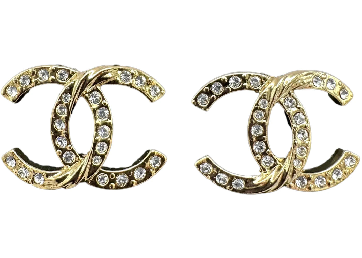 Chanel Crystal CC Logo Stud Earrings ABA157 Gold/Crystal