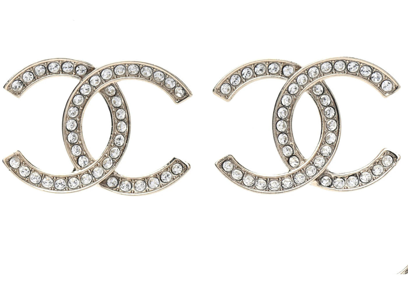 Chanel Crystal Large CC Earrings Silver