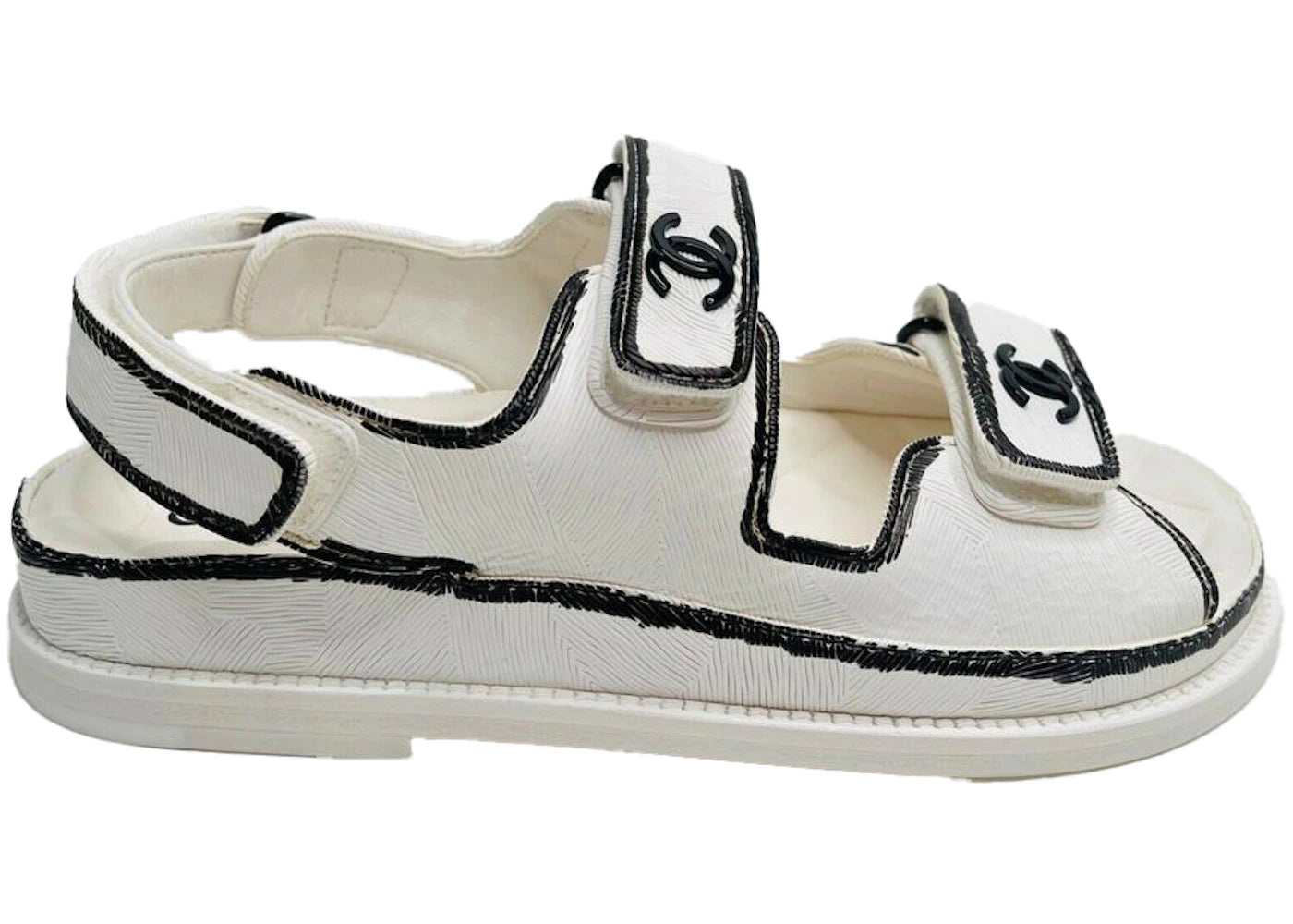 Chanel Dad Sandals White Leather