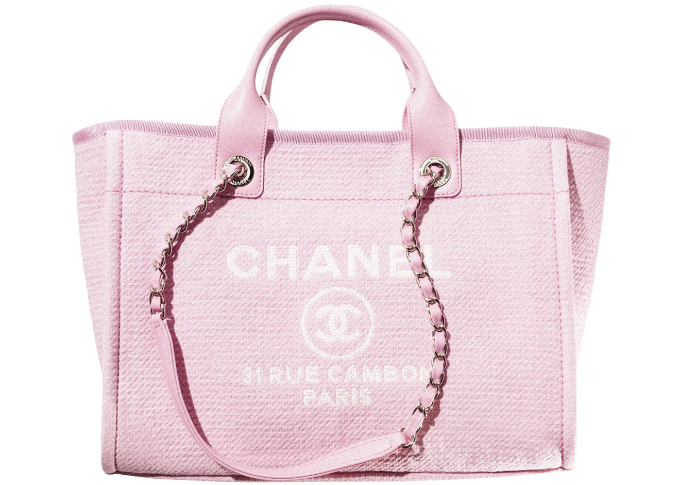 Chanel Deauville Shopping Bag Small 22S Mixed Fibers Pink