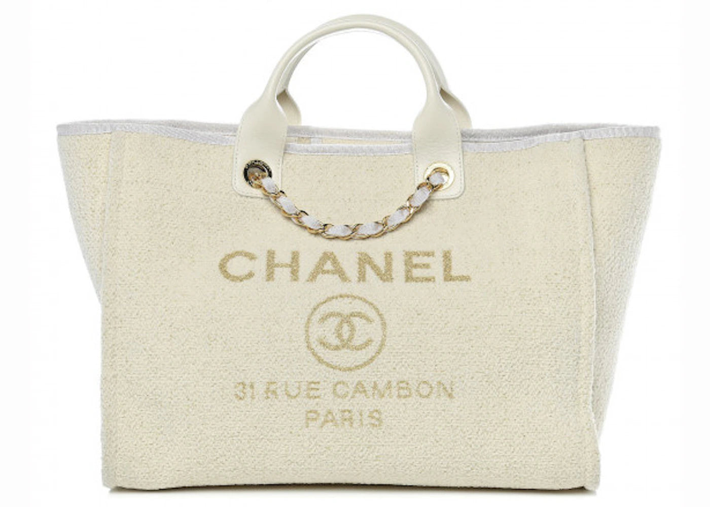 Chanel Deauville Tote Boucle Large White