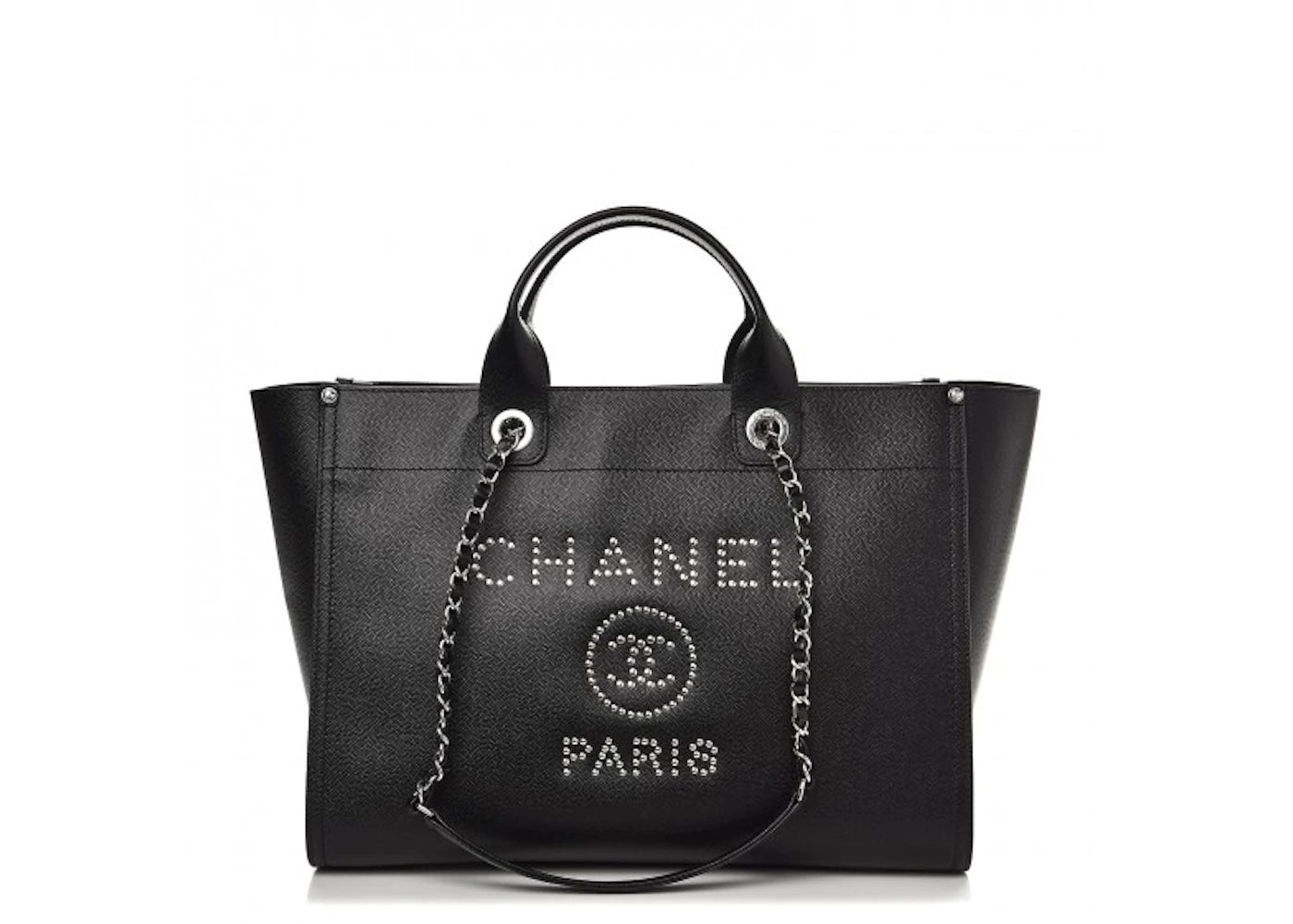 Chanel Deauville Tote Studded Medium Black