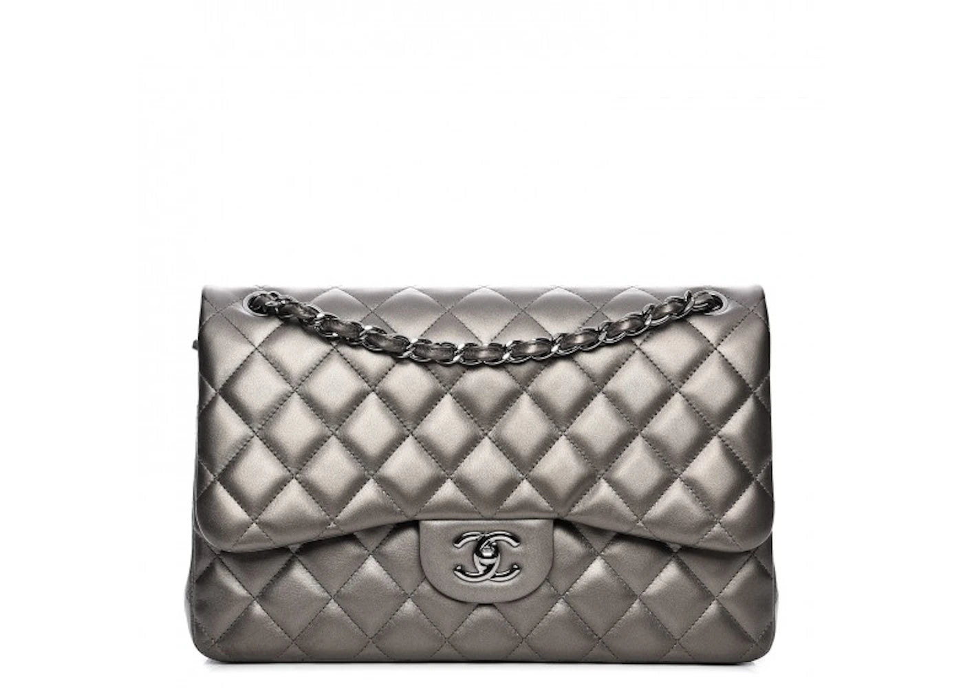 Chanel Double Flap Diamond Quilted Jumbo Metallic Bronze