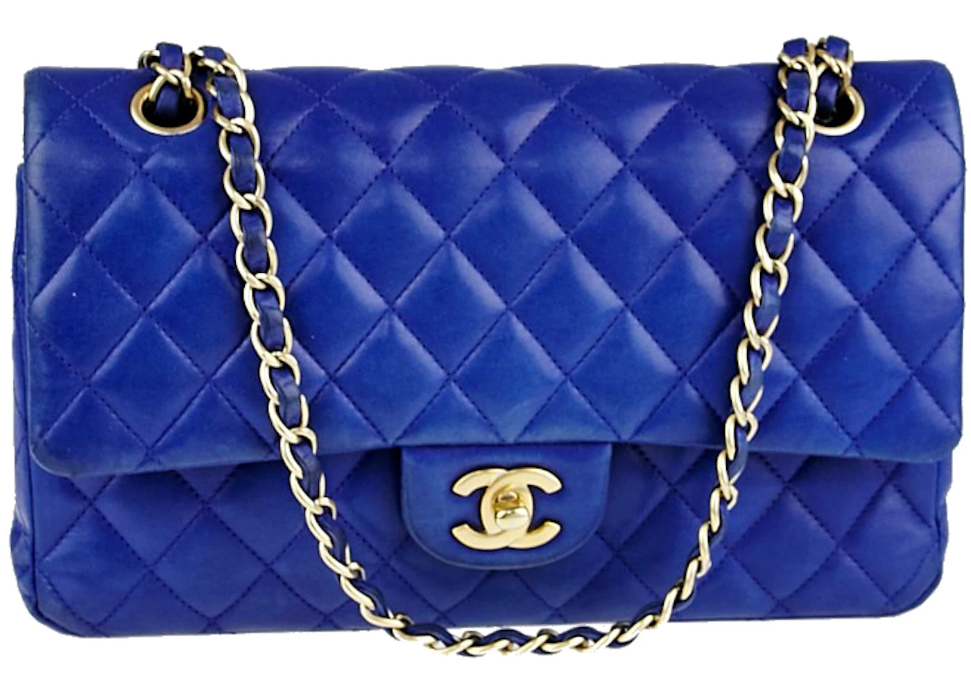 Chanel Double Flap Diamond Quilted Medium Blue