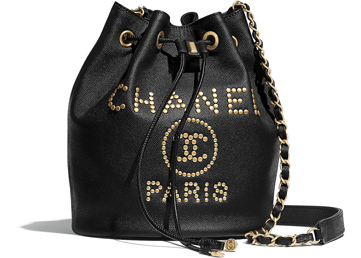 Chanel Drawstring Bag Gold-tone Small Black