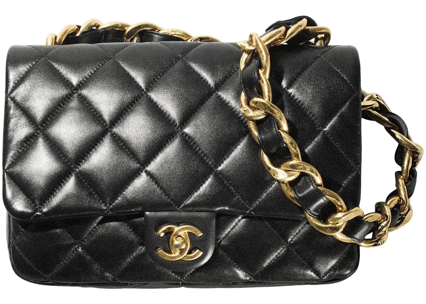 Chanel Flap Bag with Chunky Chain Strap Large 22S Lambskin Black