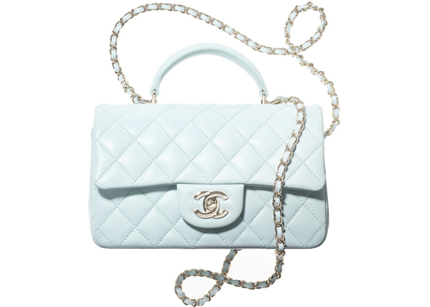 Chanel Flap Bag with Top Handle Mini Baby Blue