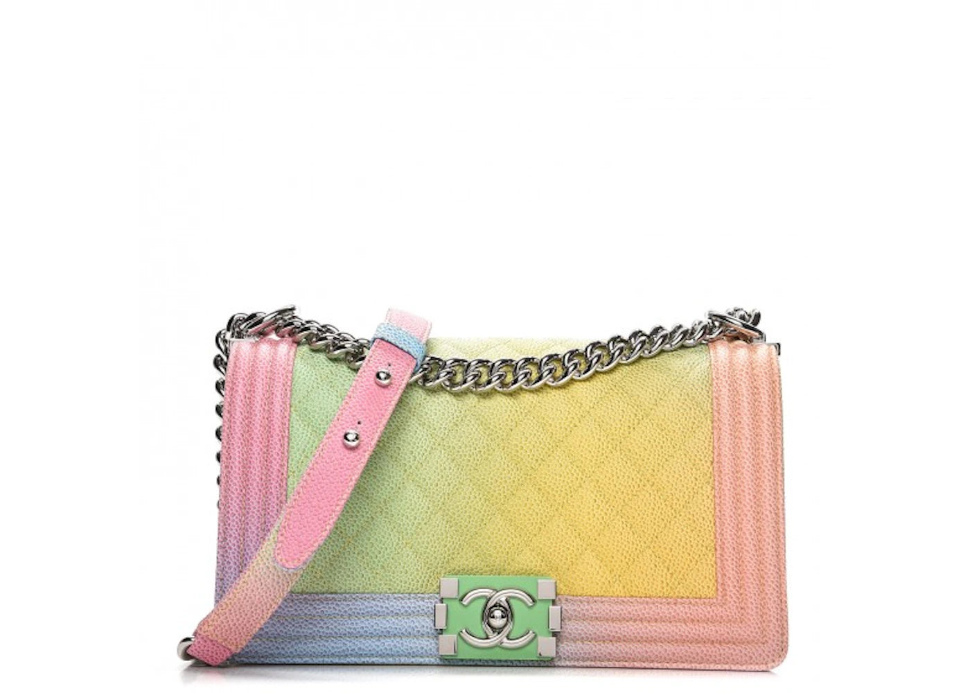 Chanel Flap Boy Cuba Rainbow  Quilted Medium