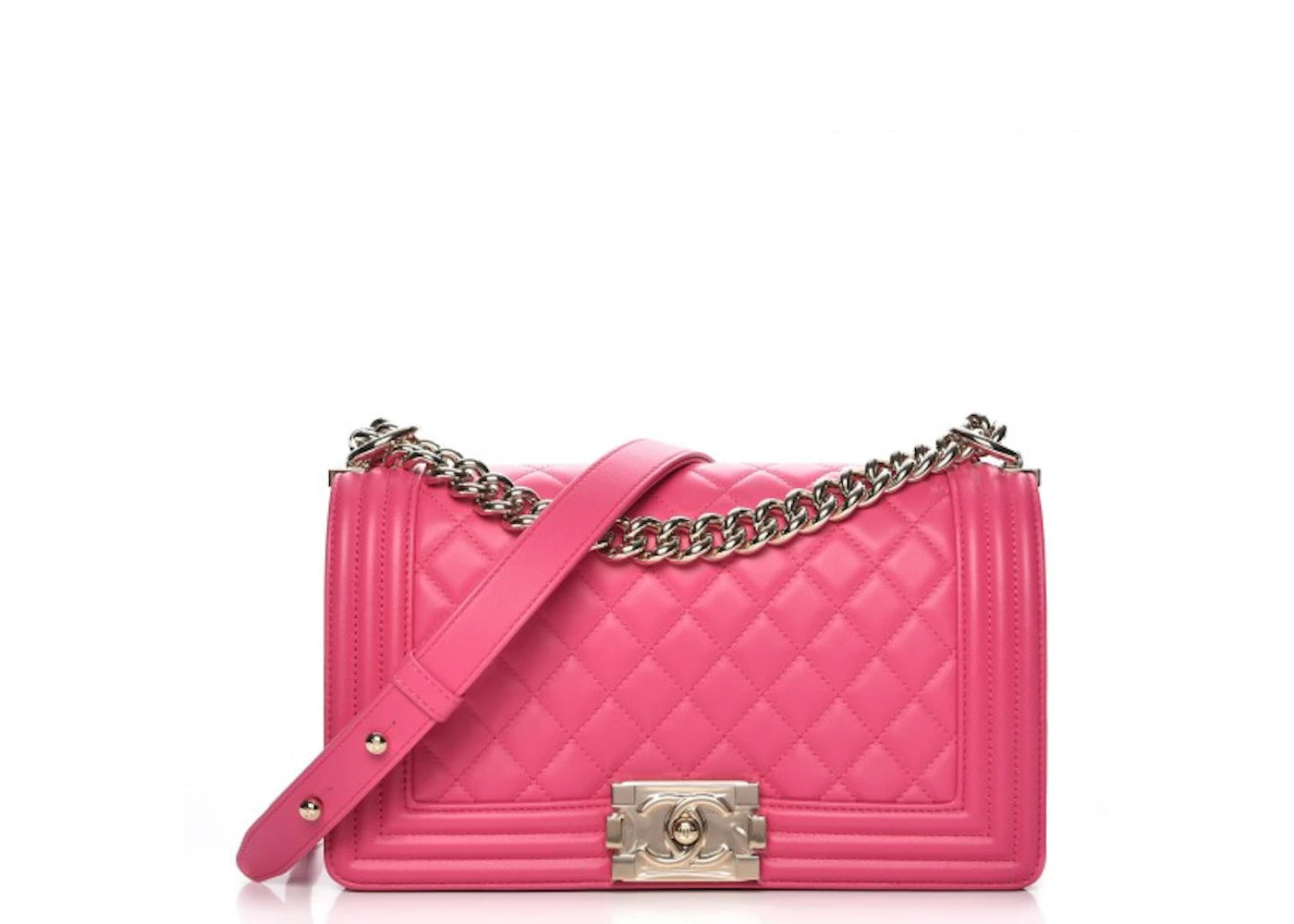 Chanel Boy Flap Quilted Diamond Medium Pink