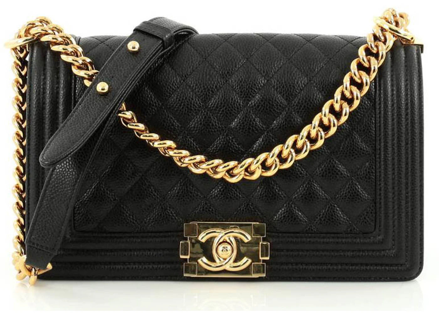 Chanel Boy Flap Quilted Diamond Old Medium Black