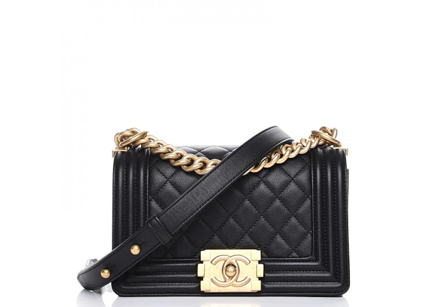 Chanel Boy Flap Quilted Caviar Leather Gold-tone Small Black