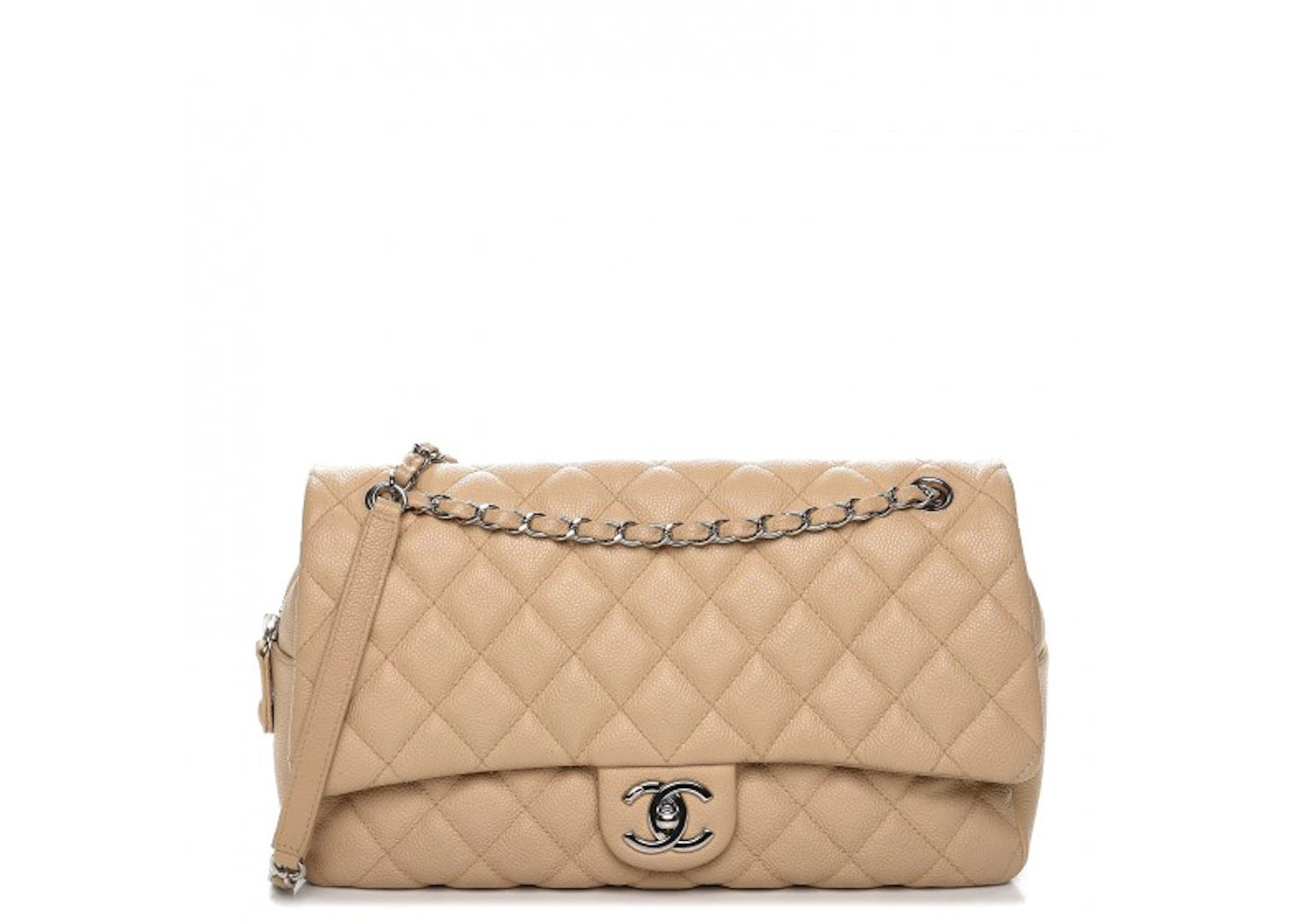 Chanel Easy Flap Quilted Diamond Jumbo Beige