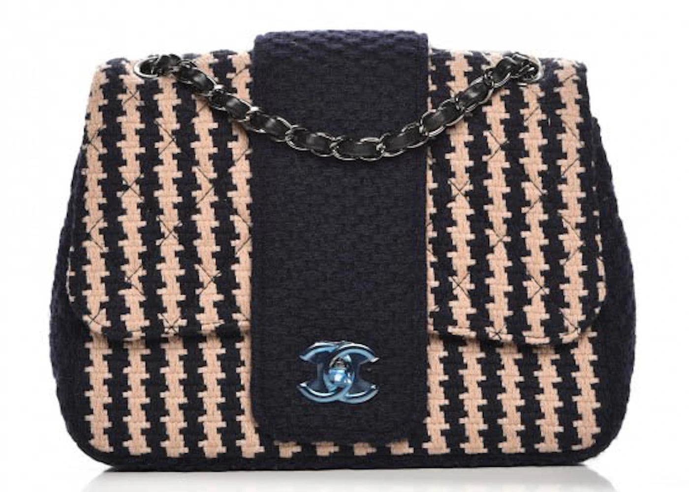 Chanel Elementary Chic Flap Small Dark Blue/Beige